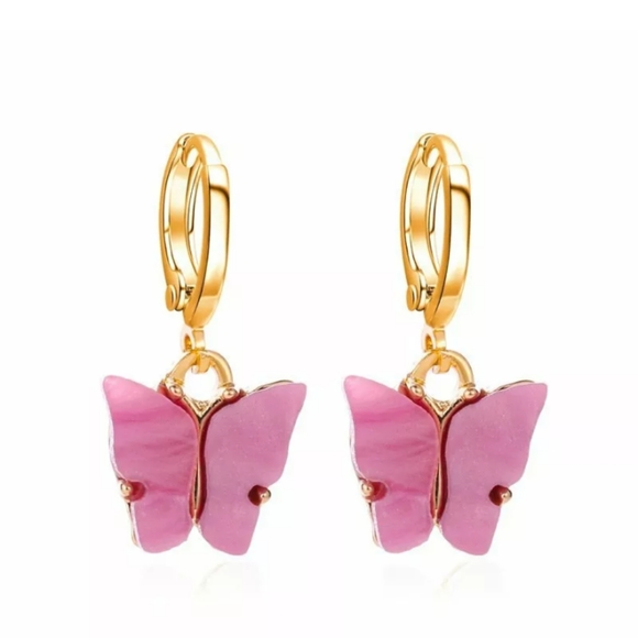 BUTTERFLY New Dainty Drop Pendant Huggie Style Pirced Ear Earrings - Picture 5 of 13